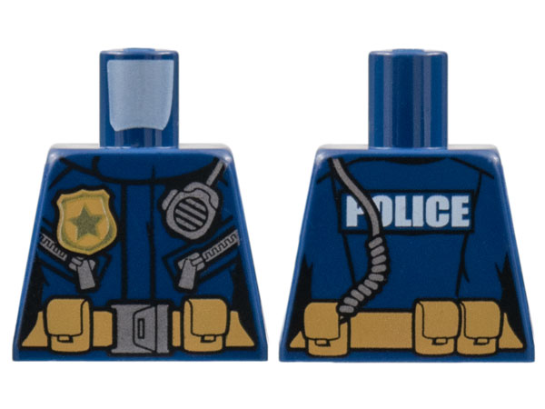 Lego Torso Police Female Jacket with Zippers, Gold Badge, Radio and 'POLICE' Pattern on Reverse / Dark Blue