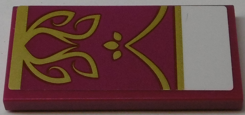 Lego Tile 2 x 4 with Bedspread with Gold Scrollwork Pattern (Sticker) - Set 41174