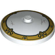 Lego Dish 4 x 4 Inverted [Radar] with Gold Edge, and Scuff Marks Print / White