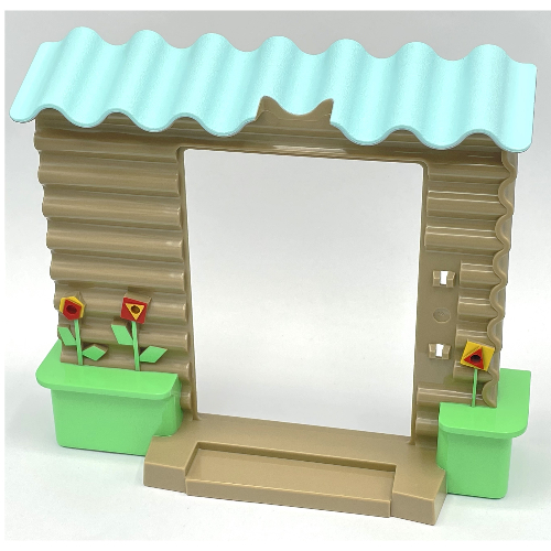 Lego Duplo Wall 10 x 2 x 7 with Corrugated Wall and Roof with Flower Pots