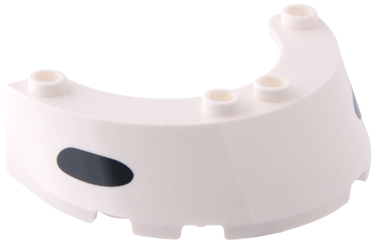 Lego Windscreen 4 x 6 x 1 1/3 Round with 2 Black Ovals Pattern (Snoopy Eyes) / White