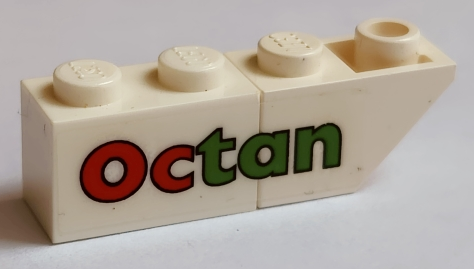 Lego Stickered Assembly 4 x 1 x 1 with 'Octan' Pattern Model Left Side (Sticker) - Set 5533
