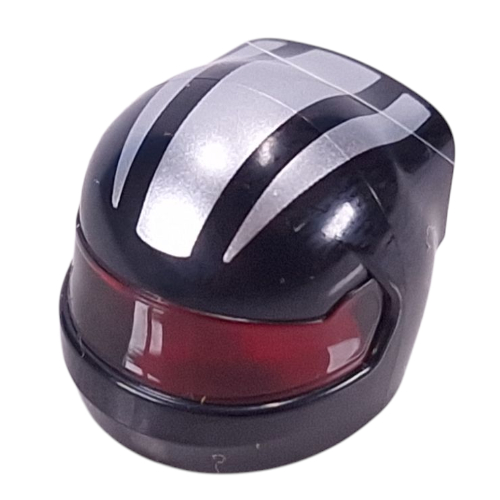 Lego Helmet, Formula 1 with Trans-Red Visor pattern and Silver Stripes print