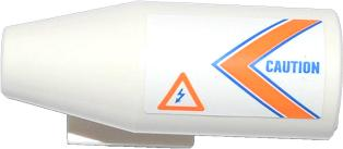 Lego Engine, Smooth Large, 2 x 2 Thin Top Plate with Orange and Blue V-Shaped Stripes, 'CAUTION' and Danger Sign Pattern Model Right (Sticker) - Set 60013