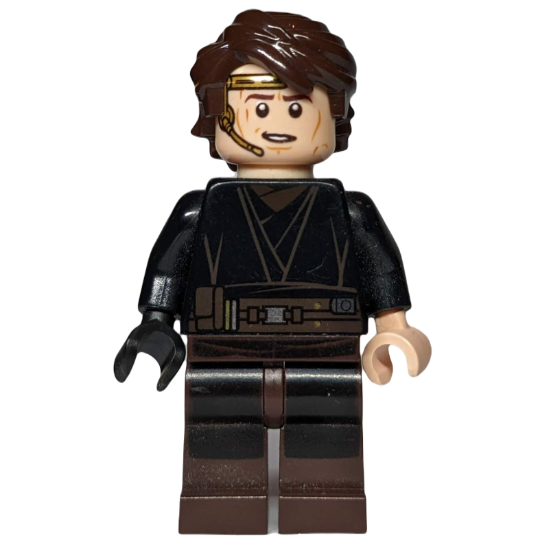 Lego Anakin Skywalker, Black Robe, Dark Brown Legs, Printed Headset