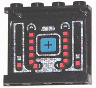 Lego Panel 1 x 4 x 3 - Hollow Studs with Blue, Red and Silver Space Mechanical Pattern on Inside (Sticker) - Set 6949