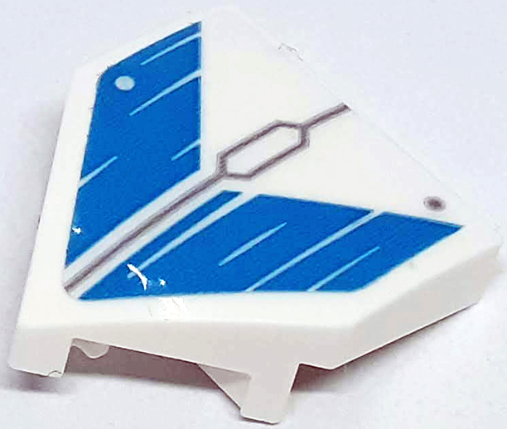 Lego Wedge 2 x 2 x 2/3 Pointed with Dark Bluish Gray Lines, Hexagon and Rivets and Medium Azure Chevron Stripes Pattern (Sticker) - Set 71770
