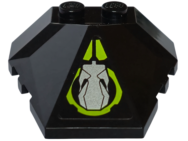 Lego Wedge 4 x 4 x 1 1/3 Pyramid Center with Lime Circle and Silver Robot Head Pattern (Sticker) - Set 8104