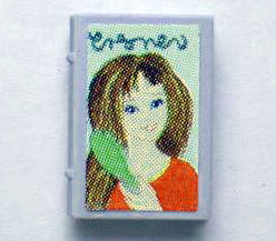 Lego Minifigure, Utensil Book 2 x 3 with Girl and Hairbrush Pattern (Stickers) - Sets 3114 / 3211 / 3242 / Light Violet