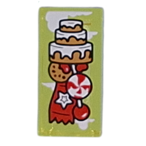 Lego Tile 1 x 2 with Cake, Sweets Print