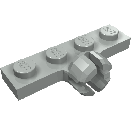 Lego Plate Special 1 x 4 with Towball Socket, Short, 4 Slots / Light Gray