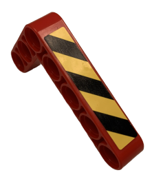 Lego Technic, Liftarm, Modified Bent Thick L-Shape 3 x 5 with Black and Yellow Danger Stripes Pattern (Sticker) - Set 9396 / Red