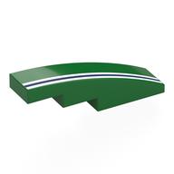 Lego Brick Curved 4 x 1 No Studs with White/Dark Blue/White Stripes Print