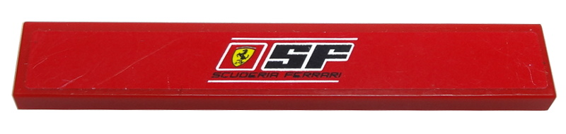 Lego Tile 1 x 6 with Ferrari Logo and 'SF SCUDERIA FERRARI' on Red Background Pattern (Sticker) - Set 8185