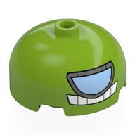 Lego Brick Round 3 x 3 Dome with Center Stud with Silver Visor, Bright Light Blue Lens, White Teeth Print