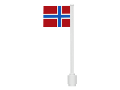 Lego Flag on Flagpole, Straight with Norway Pattern (Stickers)