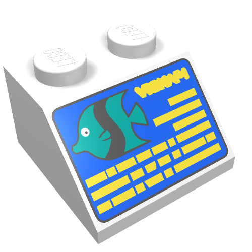 Lego Brick Sloped 45° 2 x 2 with Divers Computer Print / White