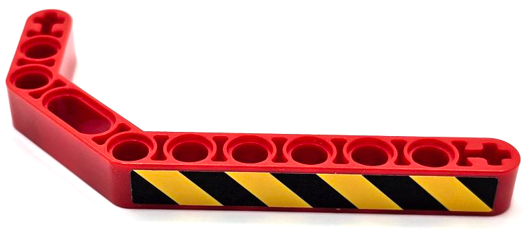 Lego Technic, Liftarm, Modified Bent Thick 1 x 11.5 Double with Black and Yellow Danger Stripes Pattern Model Right Side (Sticker) - Set 42070
