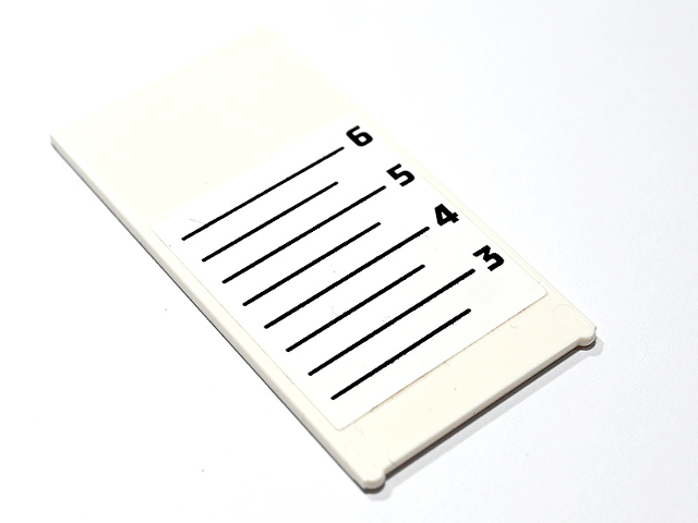 Lego Glass for Window 1 x 4 x 6 with Black Horizontal Lines with Number 3, 4, 5 and 6 Height Chart Pattern (Sticker) - Set 60246 / White