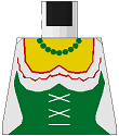 Lego Torso Castle Forestman Green Corset and Necklace Pattern, Inside with Ribs (Reissue) / White