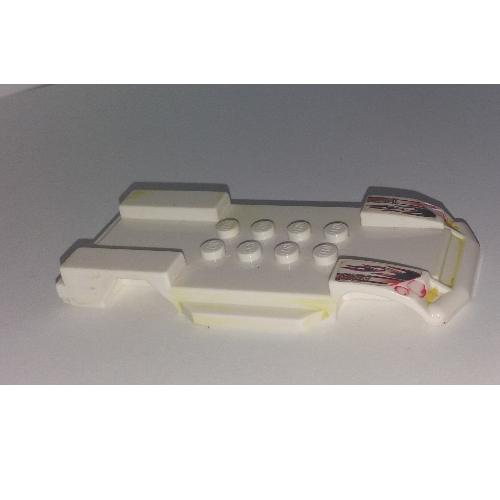 Lego Vehicle Base, 4 x 10 with Mudguards, Fast Food Racer, with Headlights and Side Sills / White