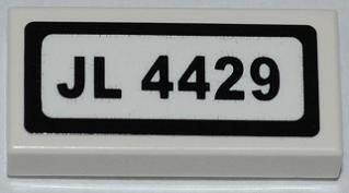 Lego Tile 1 x 2 with 'JL 4429' Pattern (Sticker) - Set 4429