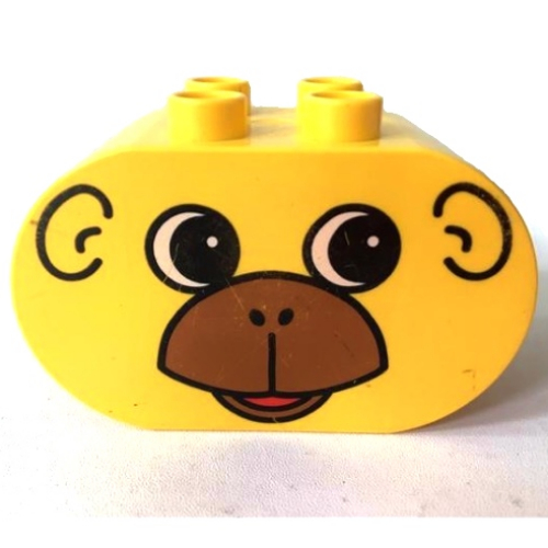 Lego Duplo Brick 2 x 4 x 2 Rounded Ends with Monkey Face Print