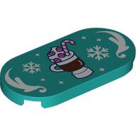 Lego Tile Round 2 x 4 with Sunday, White Snowflakes, Decorations Print