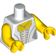 Lego Torso, Wedding Dress Robe with Gold Print and Necklace Print, Yellow Arms and Hands / White