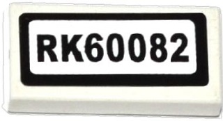Lego Tile 1 x 2 with 'RK60082' Pattern (Sticker) - Set 60082