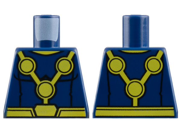 Lego Torso Super Hero Costume with Yellow Circles, Belt, and Neck Pattern / Dark Blue