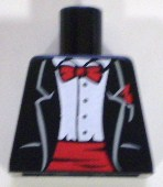 Lego Torso Jacket Formal with White Shirt and Red Bow Tie and Cummerbund Pattern / Black