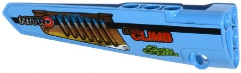 Lego Technic, Panel Fairing # 5 Long Smooth, Side A with Silver Vent Grille, 'FAST CLIMB', NITRO' and 'ZATO SPARK' Pattern (Sticker) - Set 42037