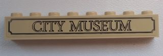 Lego Brick 1 x 8 with 'CITY MUSEUM' Pattern (Sticker) - Set 60008
