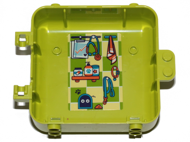 Lego Container, Box 3 x 8 x 6 2/3 Half Back with Towel, Bottles, Stethoscope, Leash and Collar Pattern (Sticker) - Set 41403