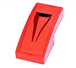 Lego Slope, Curved 2 x 1 x 2/3 with Black and Dark Red Air Vent Pattern Model Left Side (Sticker) - Set 75890 / Red