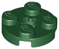 Lego Plate, Round 2 x 2 with Axle Hole / Dark Green