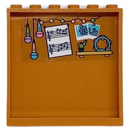 Lego Panel 1 x 6 x 5 with Microphones, Music Notes, Rollercoaster Photos and Tambourine Pattern (Sticker) - Set 41682