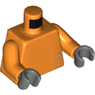Lego Torso '245633' and Barcode Print, Orange Arms, Dark Bluish Gray Hands / Orange