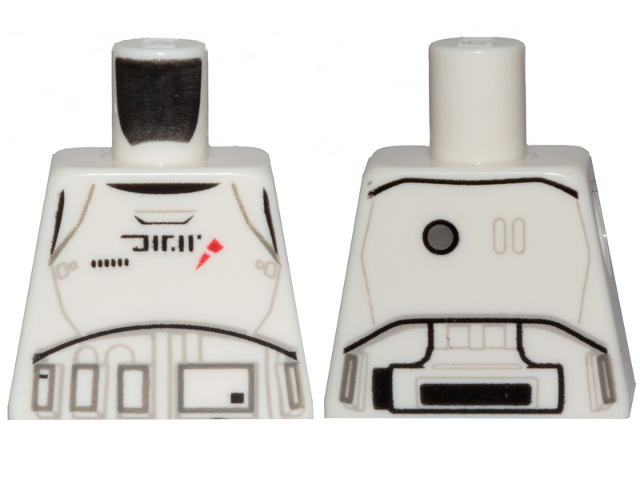 Lego Torso SW Armor Treadspeeder Driver with Black Alien Characters and Red Markings Pattern / White