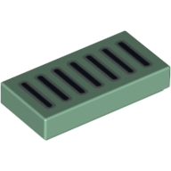 Lego Tile 1 x 2 with Thin Black Grill Lines with Light Bluish Gray Outline Print