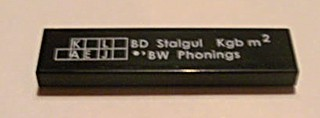 Lego Tile 1 x 4 with 'BD Stalgul Kgb m² BW Phonings' Pattern (Sticker) - Set 7898