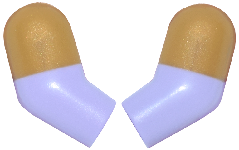 Lego Arm, (Matching Left and Right) Pair with Molded Pearl Gold Short Sleeves  Pattern / Lavender