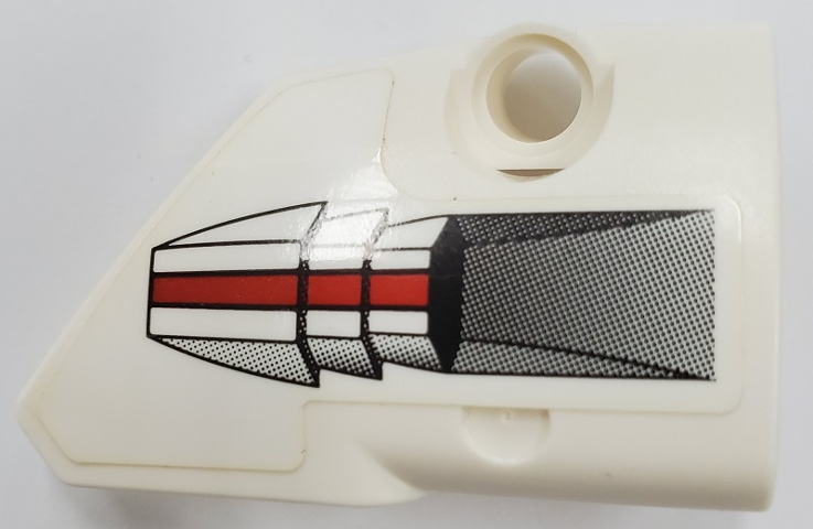 Lego Technic, Panel Fairing # 2 Small Smooth Short, Side B with Turbine with Red Stripe Pattern (Sticker) - Set 42076 / White
