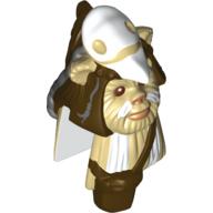 Lego Minifig Head Special, Ewok with White Skull Hat and Dark Brown Pouch Print (Logray)