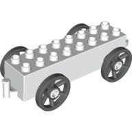 Lego Duplo Wagon Base 2 x 8 x 1 1/2 with Large Dark Gray Spoked Wheels