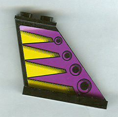 Lego Tail 4 x 1 x 3 with Yellow Triangles and Black Circles on Purple Background Pattern on Both Sides (Stickers) - Set 8268