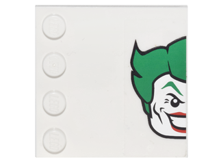 Lego Tile, Modified 4 x 4 with Studs on Edge with Half The Joker Head Pattern Model Right Side (Sticker) - Set 6857
