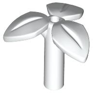 Lego Plant, Stem with 3 Leaves and Bottom Pin / White