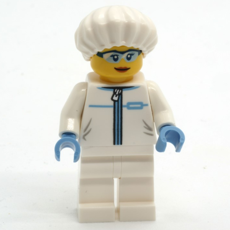 Lego Forensic Detective, White LAb Suit, White Cap
